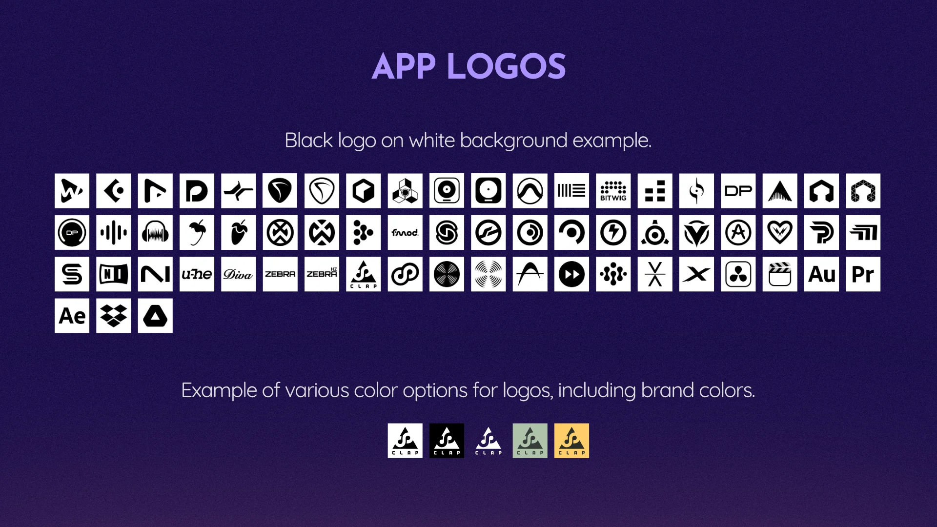 Package contents. Showing a small sample of what is in the pack with the default theme. Also shows all color variations.