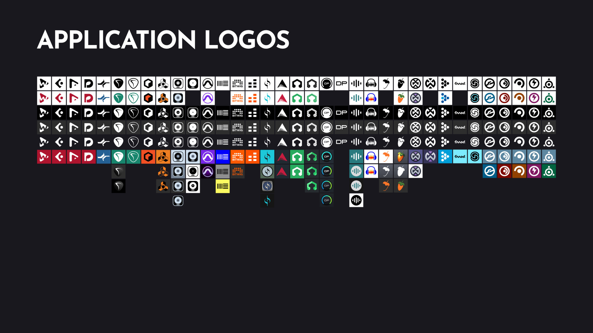 Package contents. Showing all application logos.
